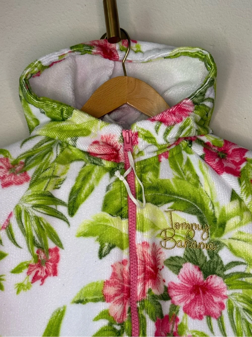 Tommy Bahama Girls L/XL 7-12 Tropical Floral Terry Cloth Hooded Swim Cover Up